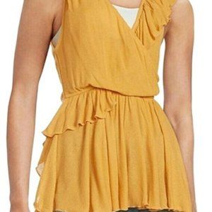 Free People Float Away Ruffle Wrap Top Tank Mango